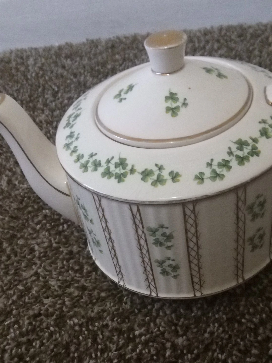 Vintage Ceramic Teapot with Clover Design