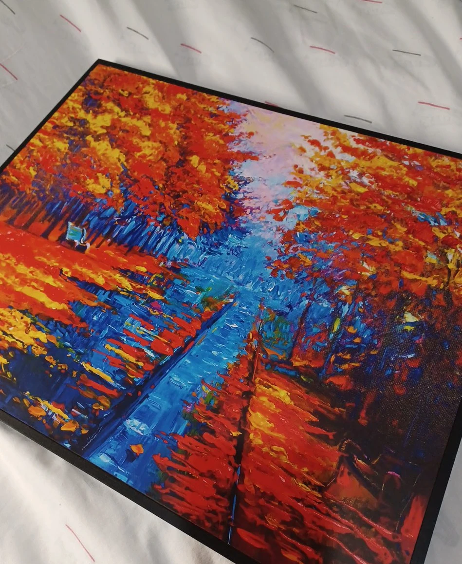 Framed Canvas Print - Autumn Park Scene