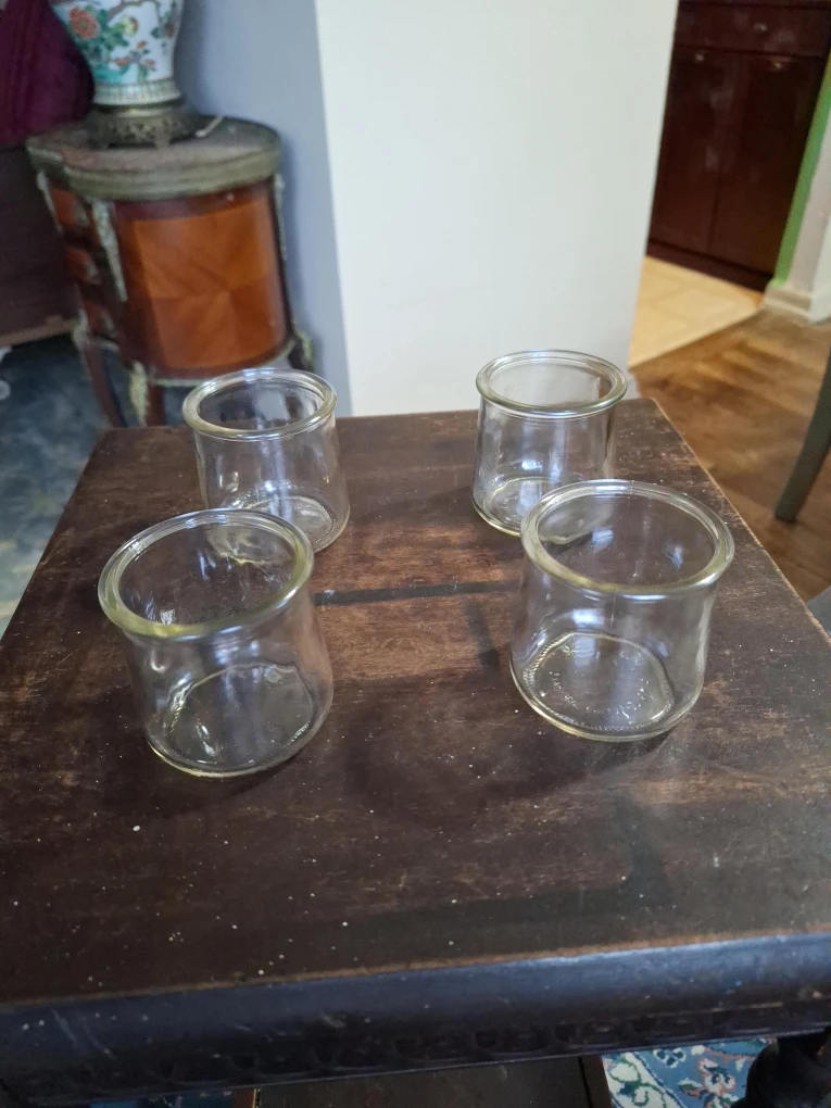 4 Clear Glass Yogurt Jars