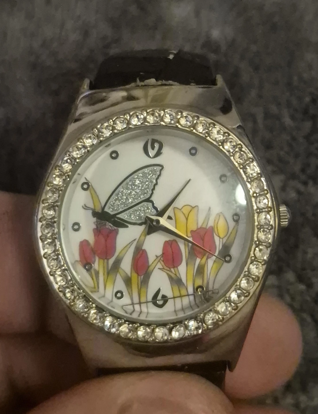 ⚽Women's Butterfly and Tulip Watch with Rhinestone Bezel