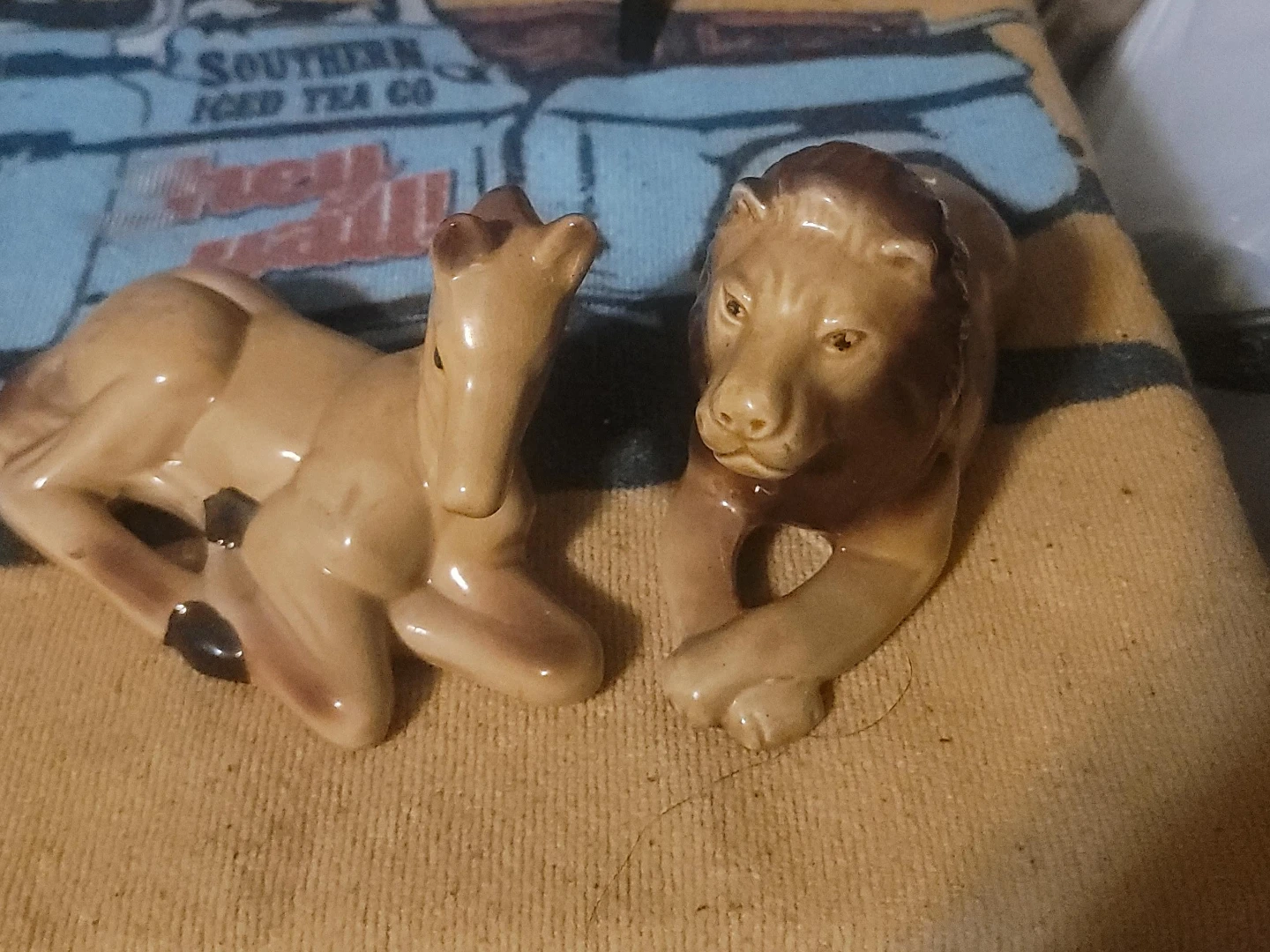Vintage Lion and Deer Figurines