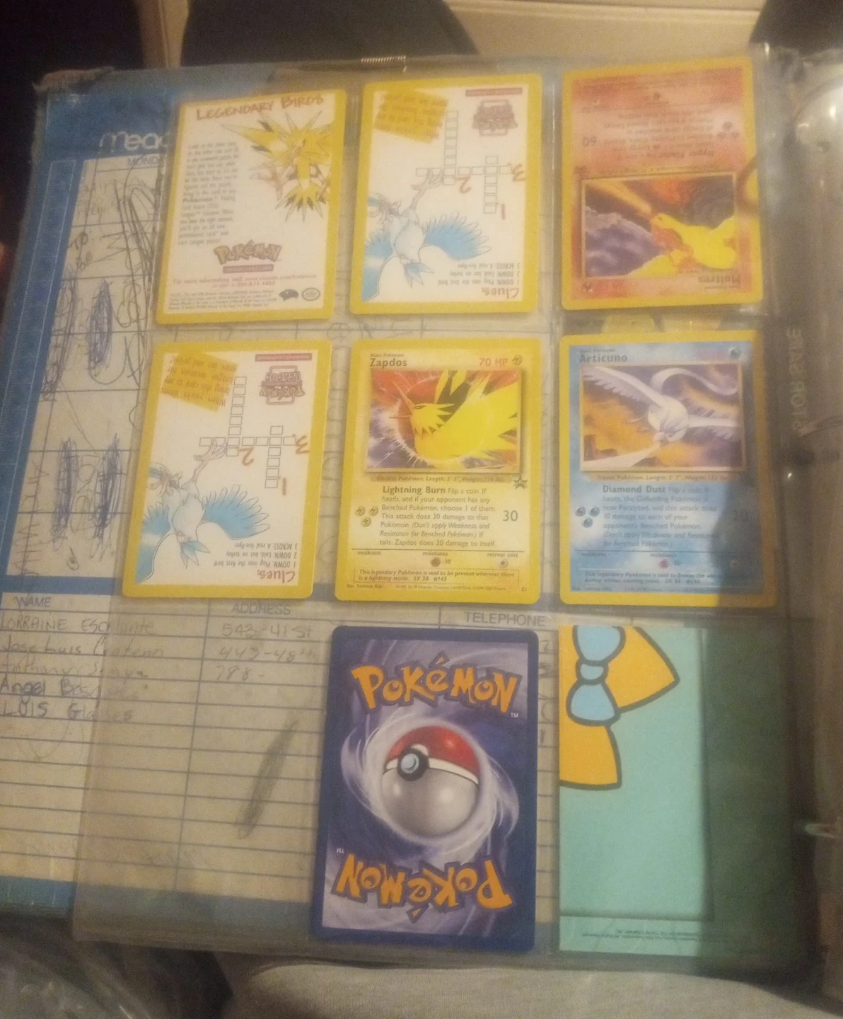 Pokemon Legendary Birds & Zapdos/Articuno Cards