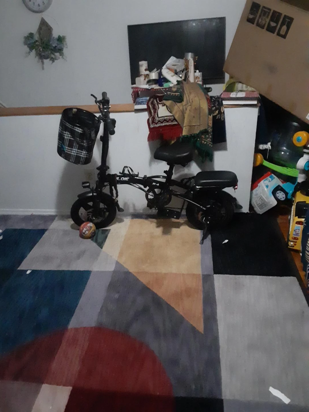 Black HOLIE Electric Folding Bike with no bascet