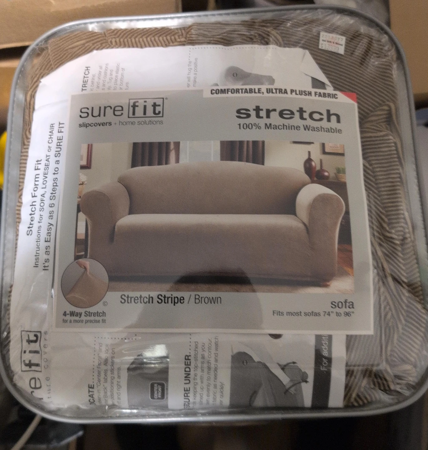 Sure Fit Stretch Sofa Slipcover - Stretch Stripe Brown