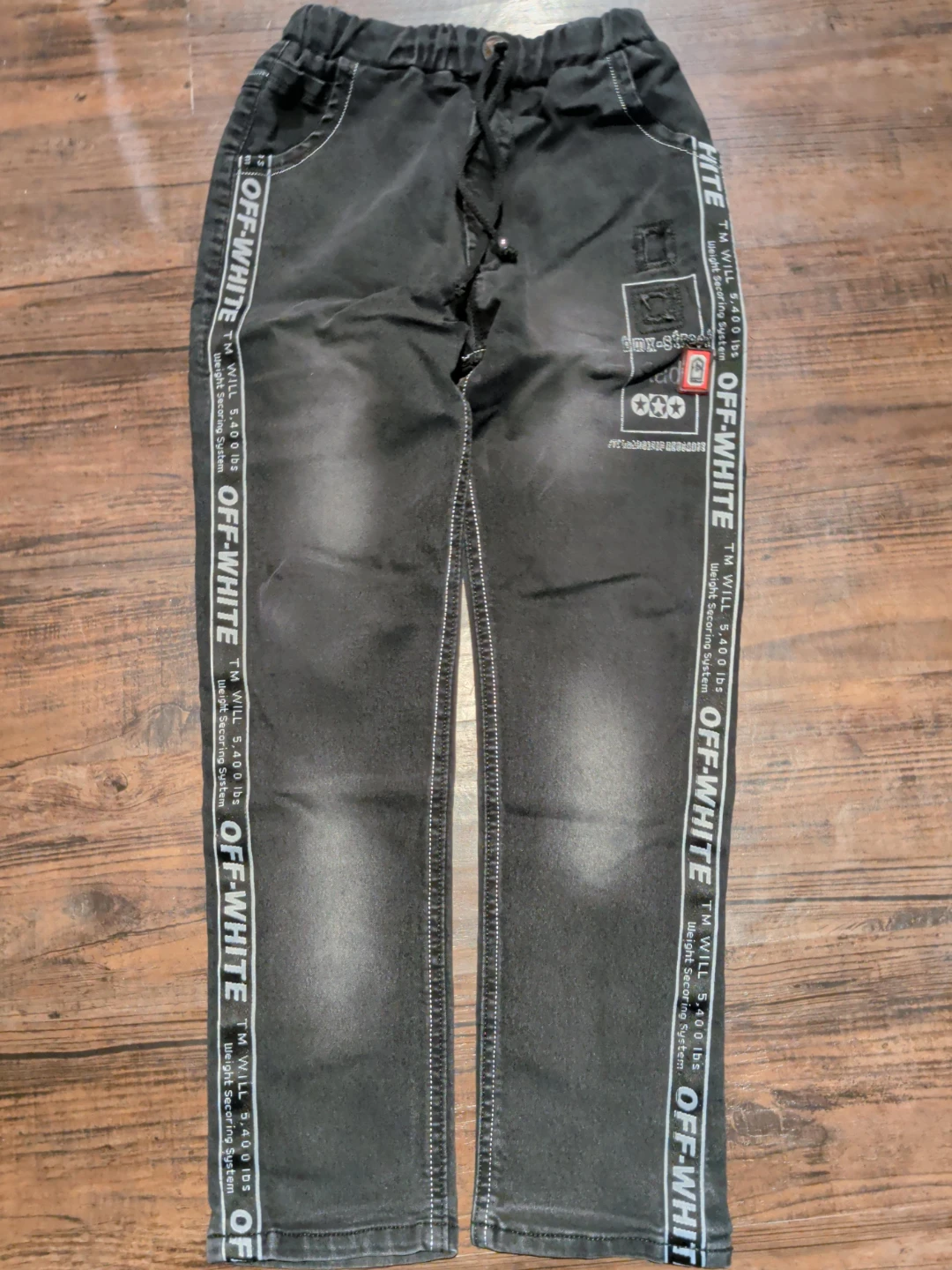 OFF-WHITE Black Jeans with Side Logo Tape