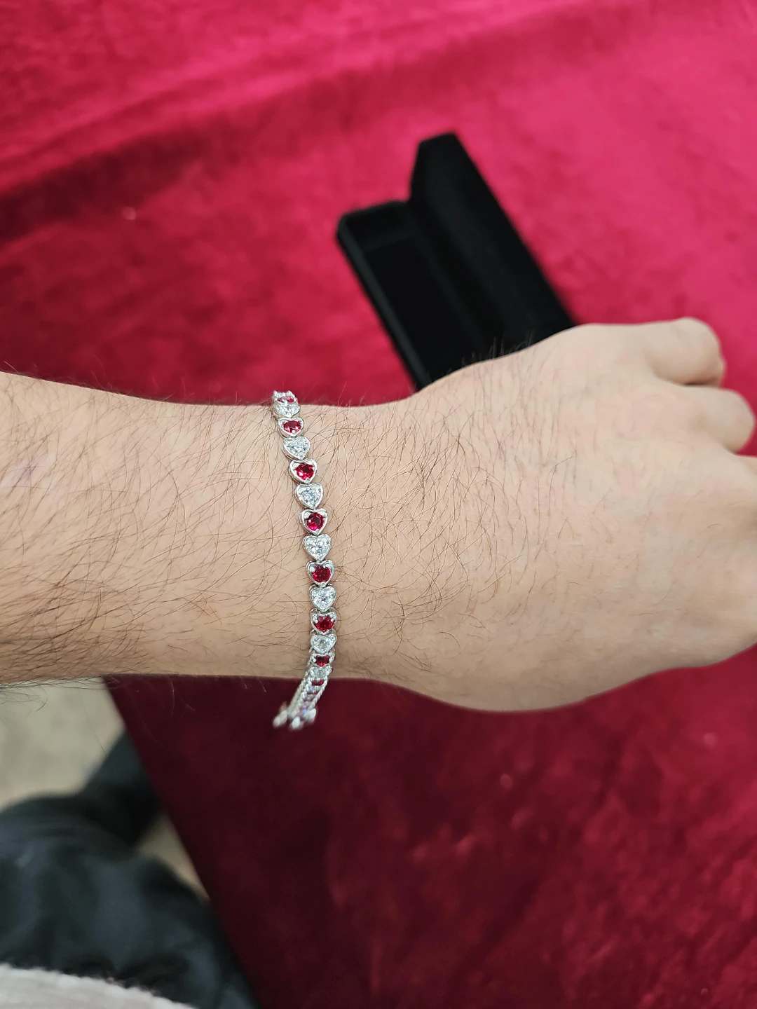 Heart-Shaped Ruby & cubic zirconia  Bracelet