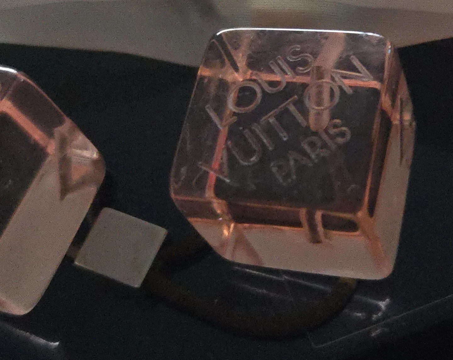 Louis Vuitton Paris Rose Gold Monogram Cube Keychain