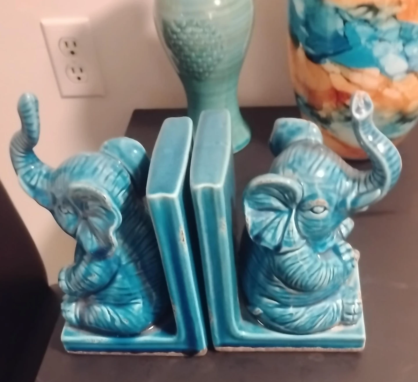 Turquoise Elephant Bookends