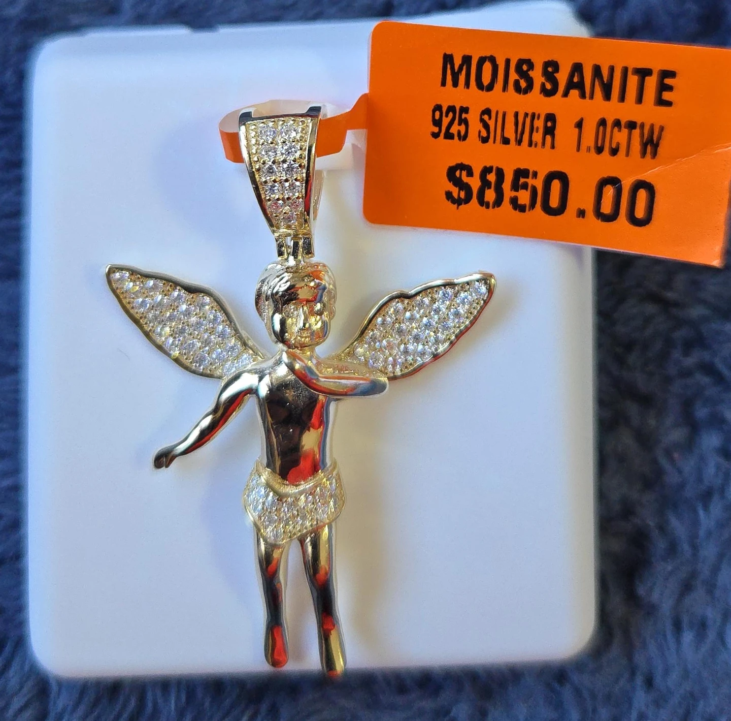 Moissanite 925 Silver Angel Pendant - photo 2