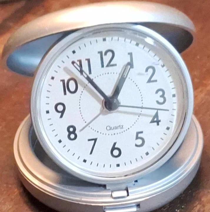 Silver Quartz Travel Alarm Clock