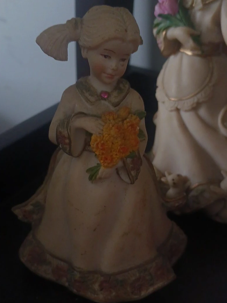Vintage Girl Figurine with Flowers