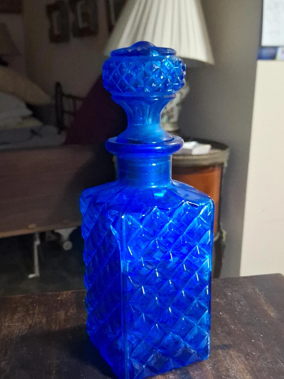 Vintage Blue Glass Decanter