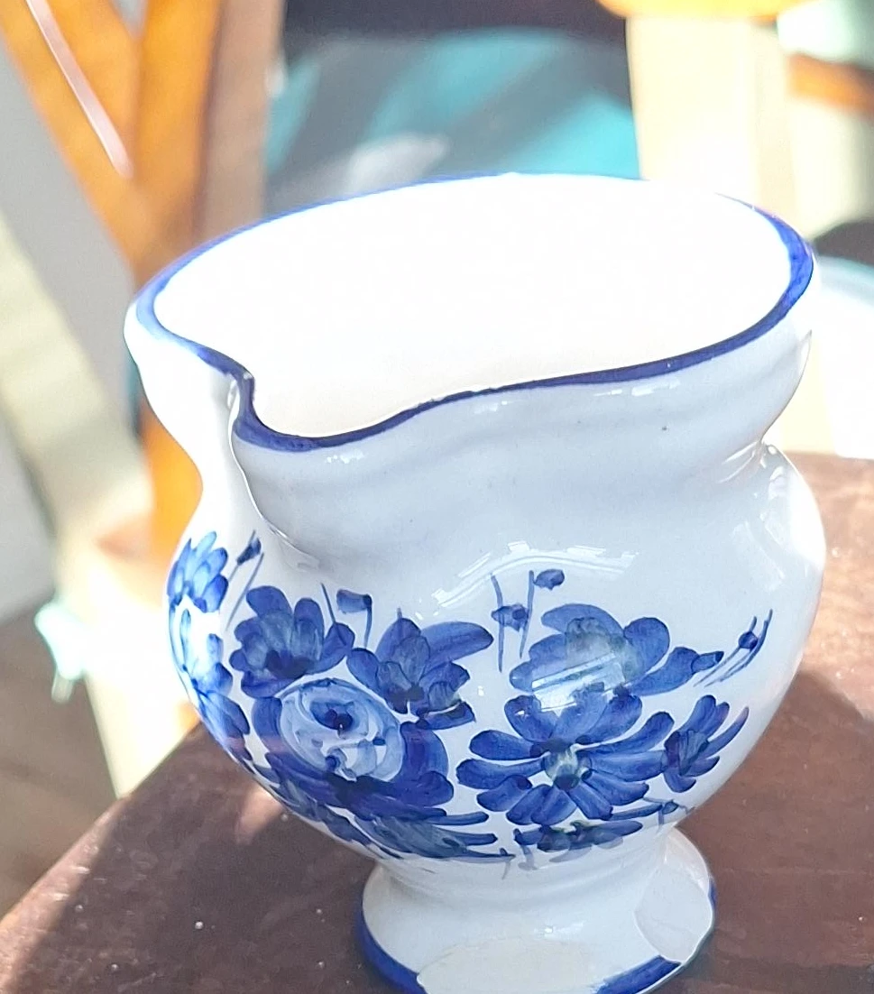 Vintage Floral Creamer - Blue and White