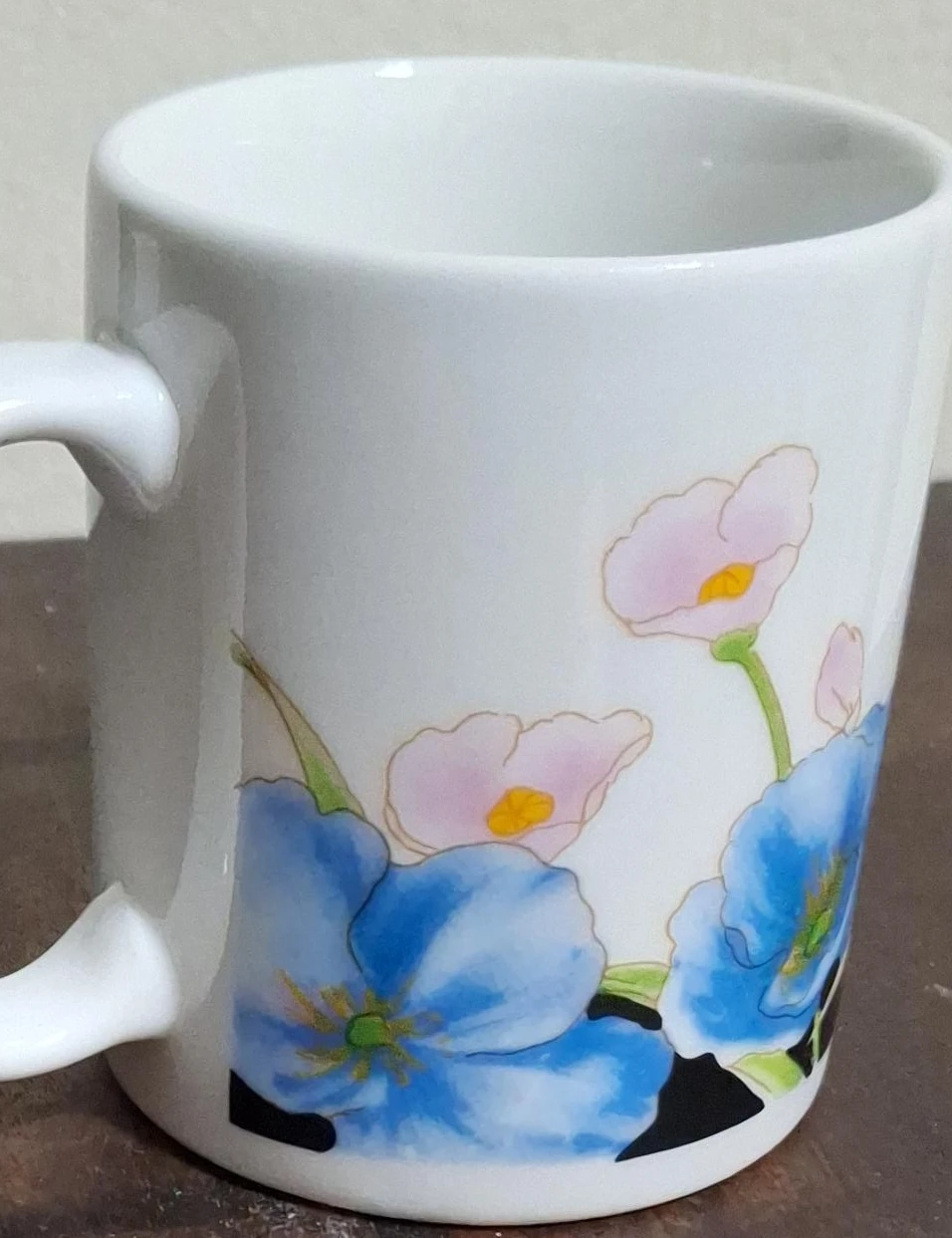 Floral Mug - White with Blue & Pink Flowers