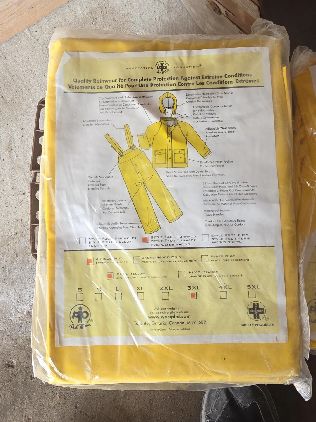 Protection Production Hi-Viz Yellow 3-Piece Rain Suit