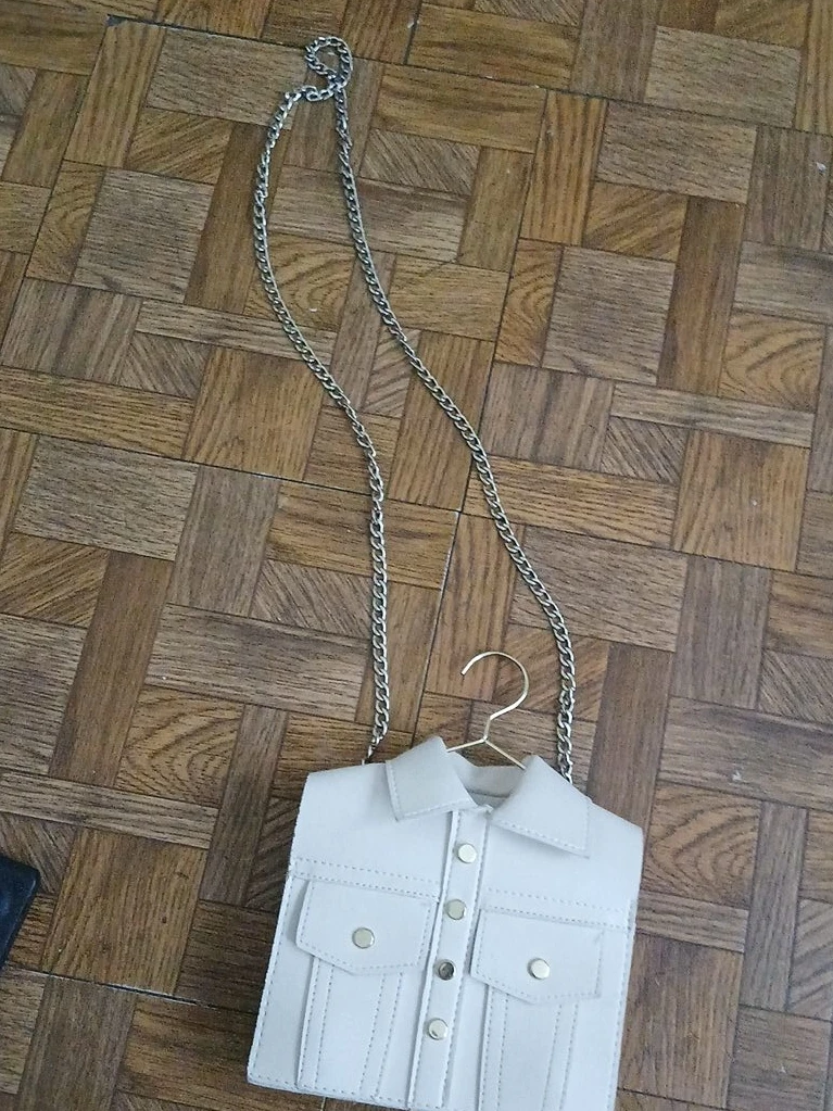 White Shirt Shaped Crossbody Bag with Chain