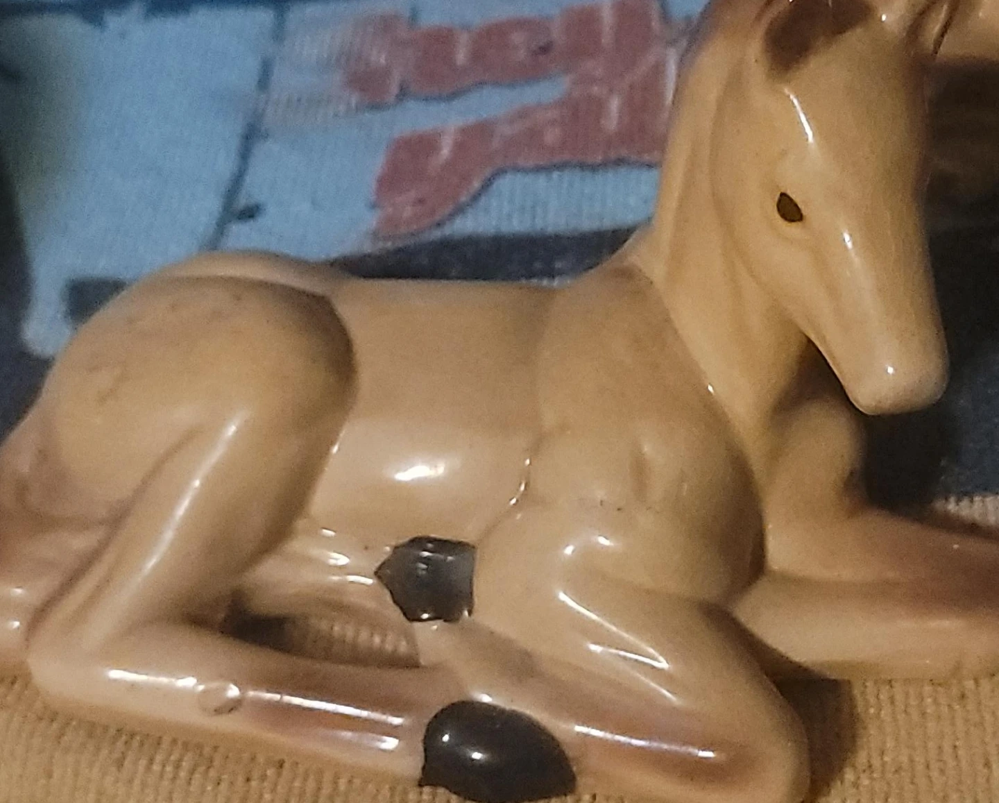 Vintage Ceramic Reclining Horse Figurine
