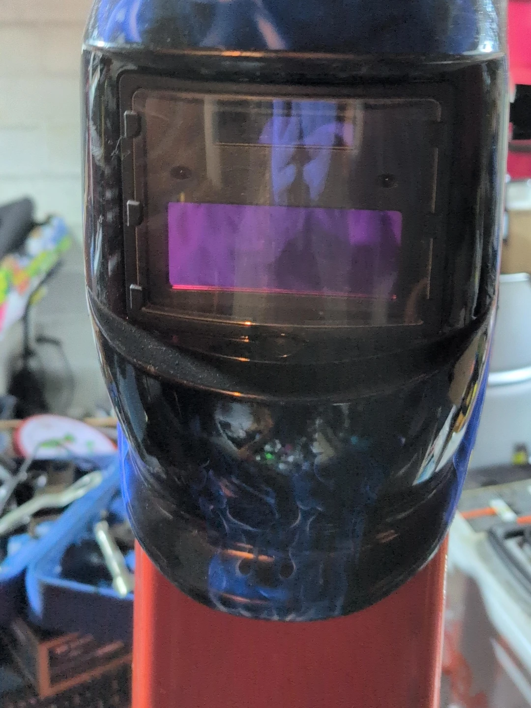 Welding Helmet with Blue Flame Design