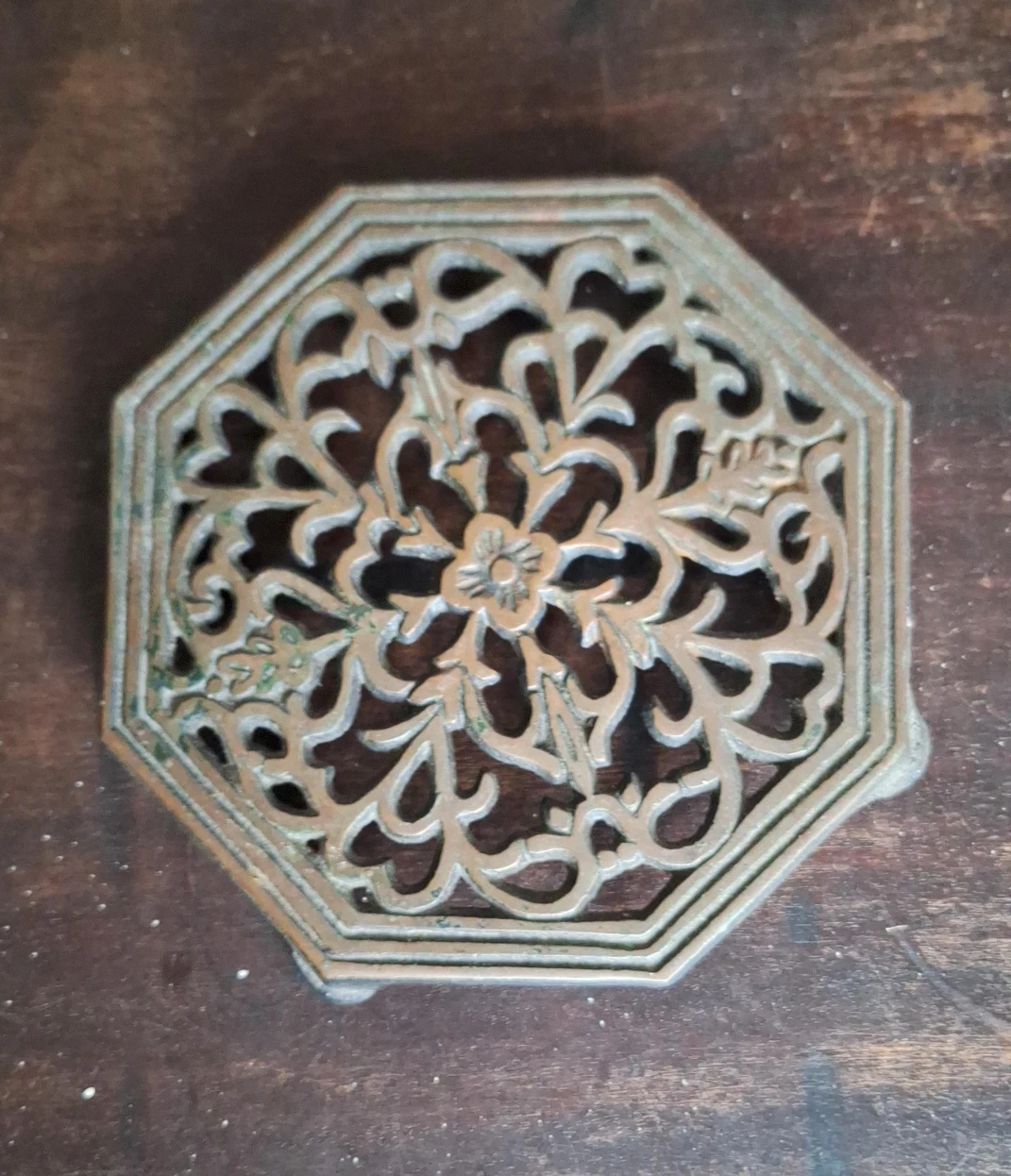 Vintage Metal Trivet - Floral Design