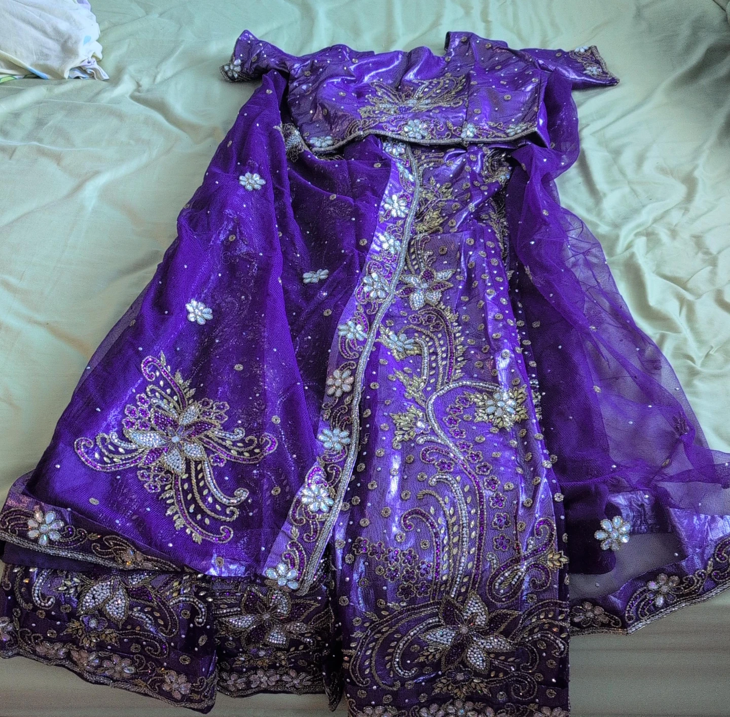 Purple Embroidered Saree
