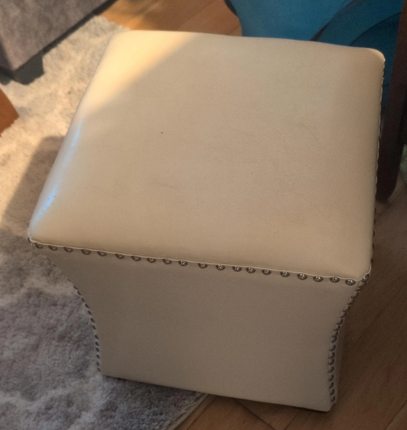 Cream Upholstered Ottoman