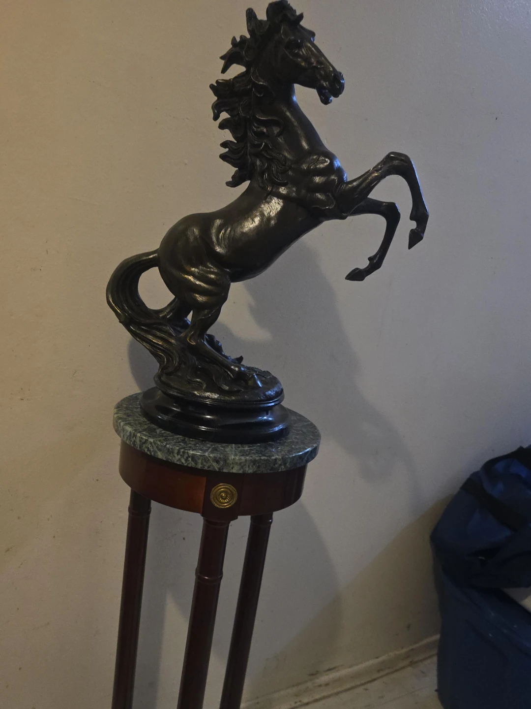 Bronze Horse Statue on Pedestal Stand