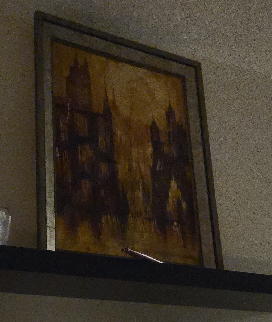 Framed Abstract Cityscape Painting