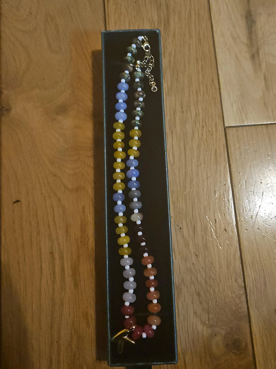 Beaded Necklace with Box K initial