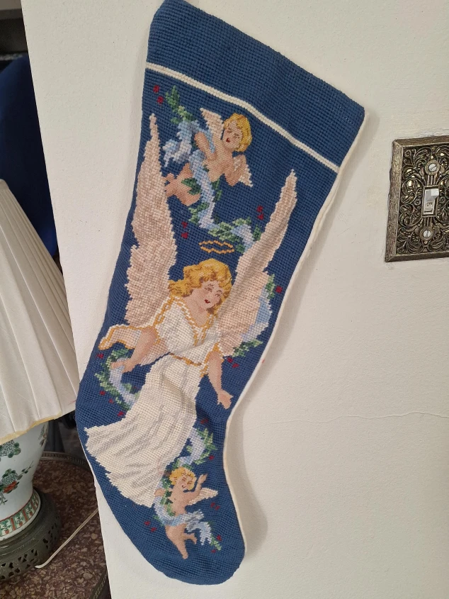 Needlepoint Christmas Stocking Angels