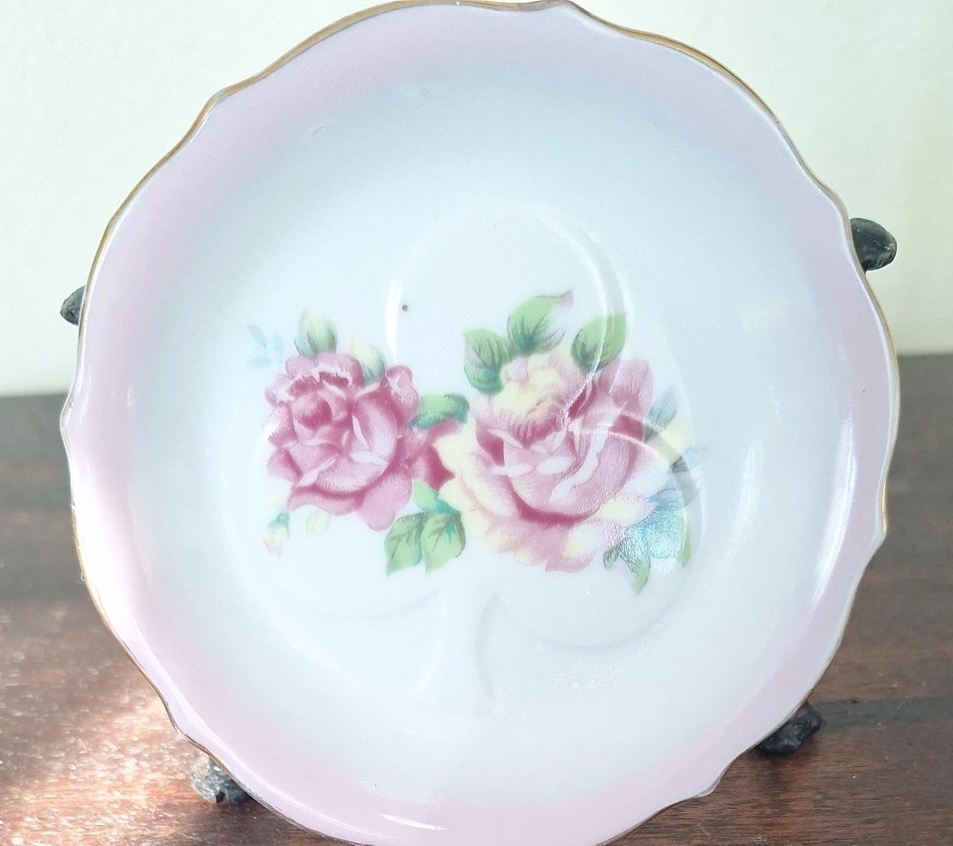 Vintage Pink Rose Saucer
