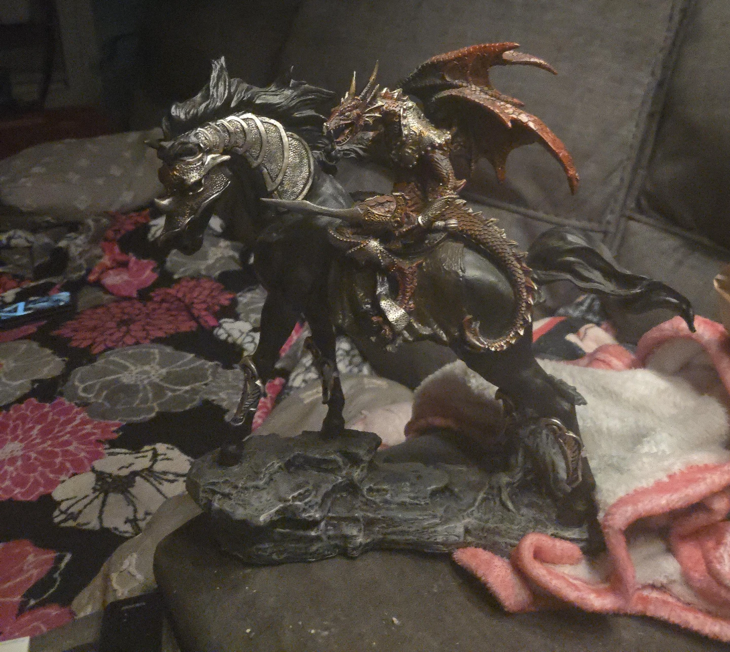 Dragon Rider on Horse Figurine