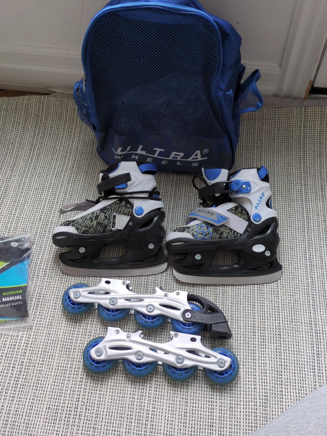Ultra Wheels Ice & Roller Skates Combo Set size 1- 4