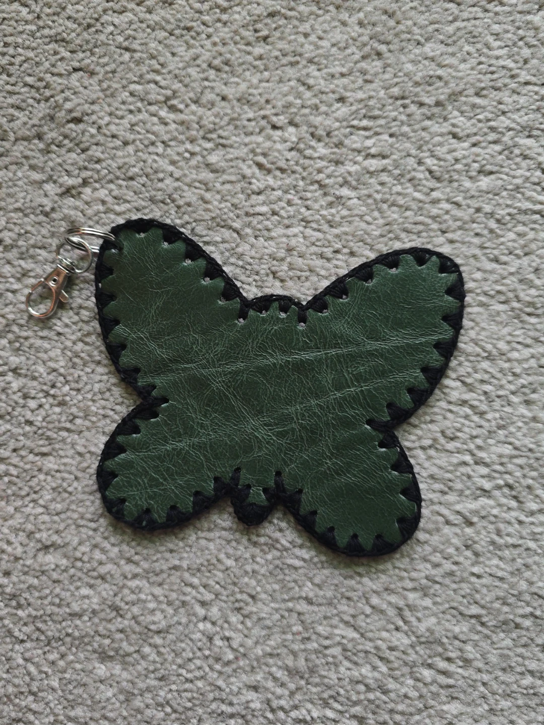 Green Butterfly real Leather Keychain