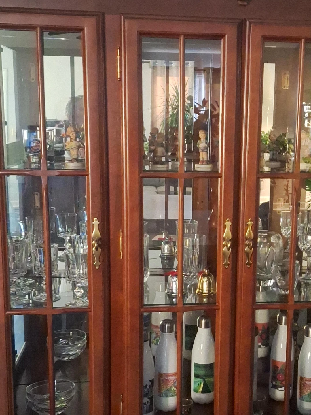 Wooden Display Cabinet with Glass Doors