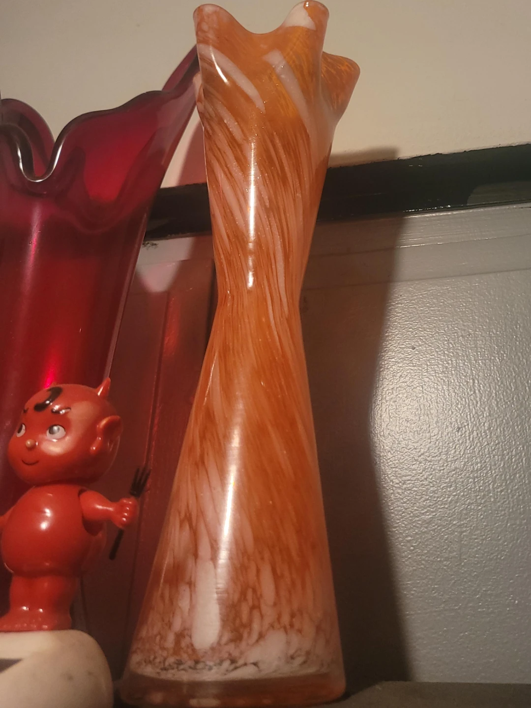 Orange Swirl Glass Vase