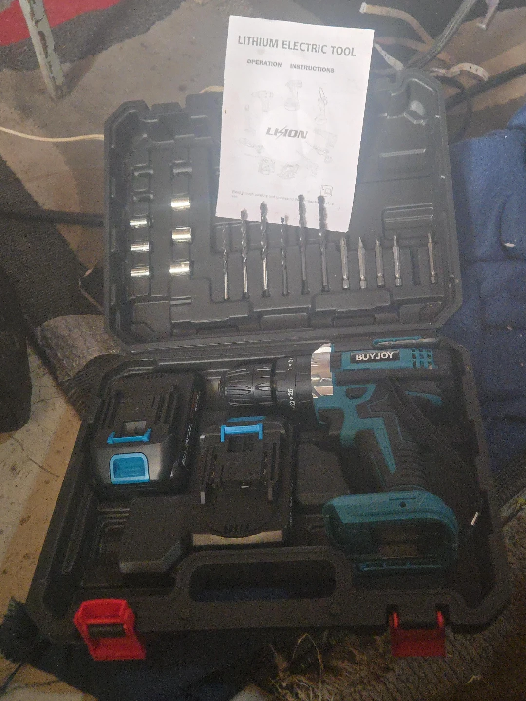 BUYJOY Lithium Cordless Drill Set with Case