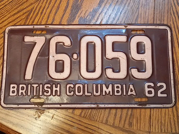 1962 British Columbia License Plate 76-059