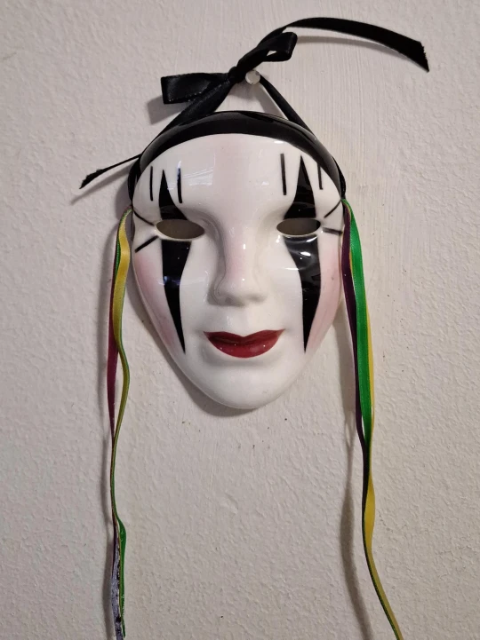 Decorative Porcelain Mask with Ribbons