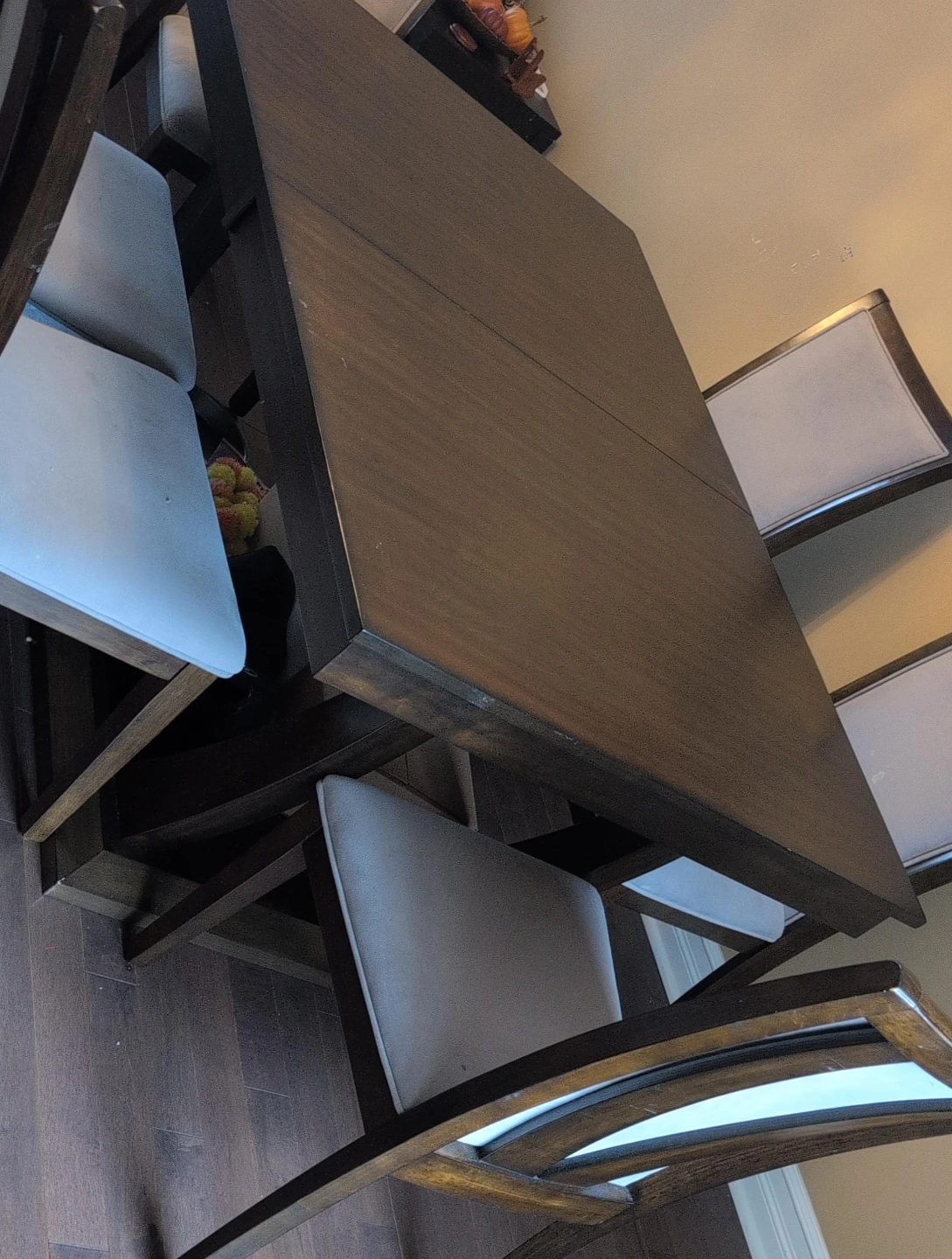 Dark Wood Dining Table with 6 Chairs