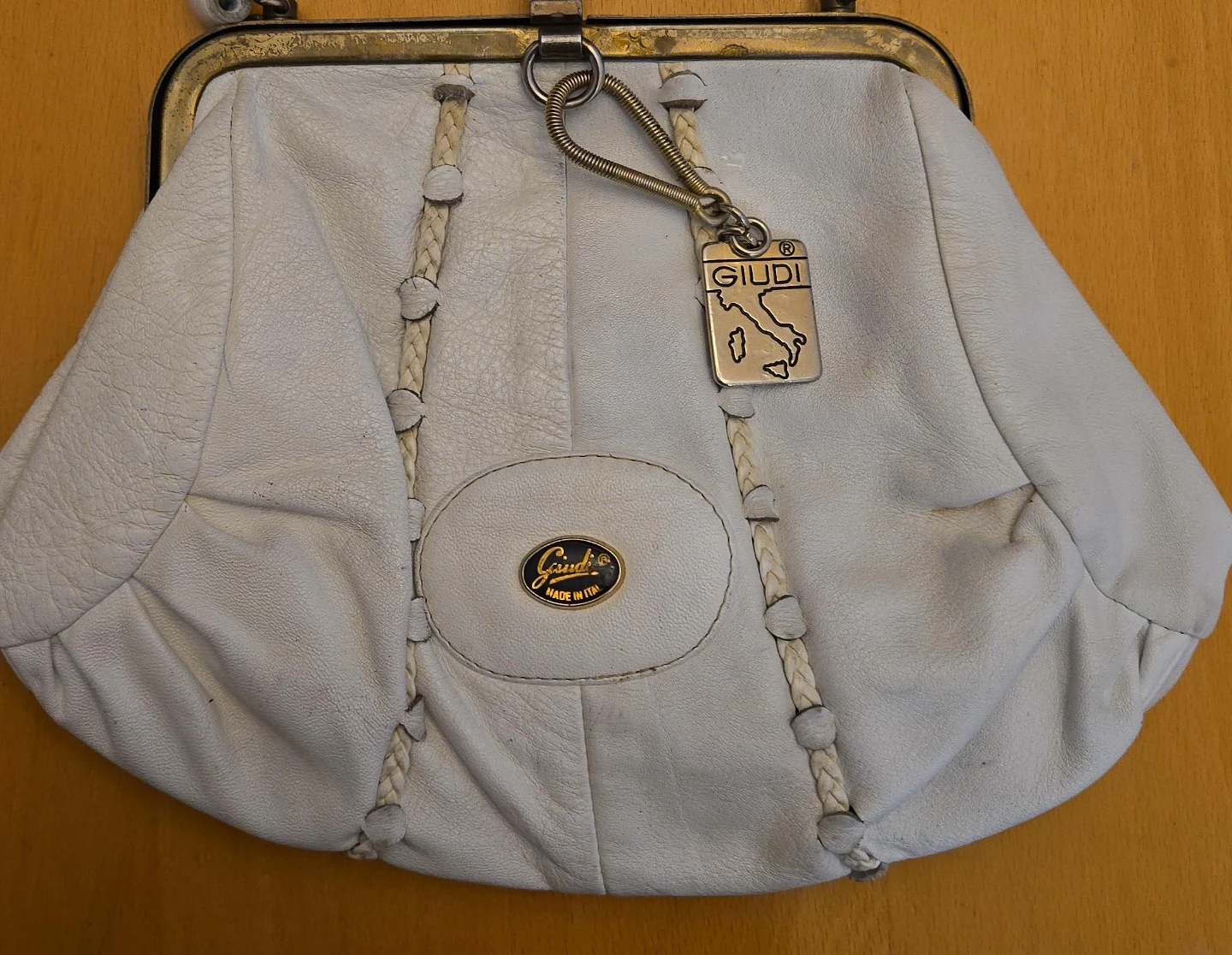 Giudi White Leather Handbag