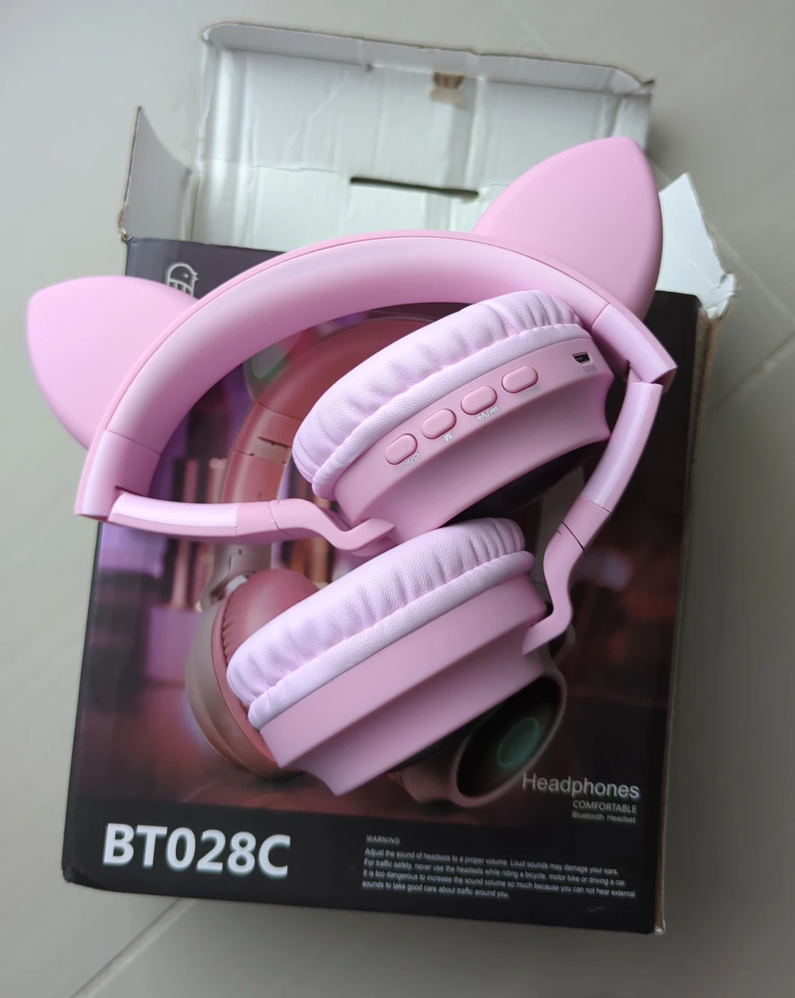 Pink Cat Ear Bluetooth Headphones BT028C