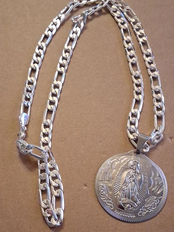 Silver Figaro Chain Necklace with Pendant