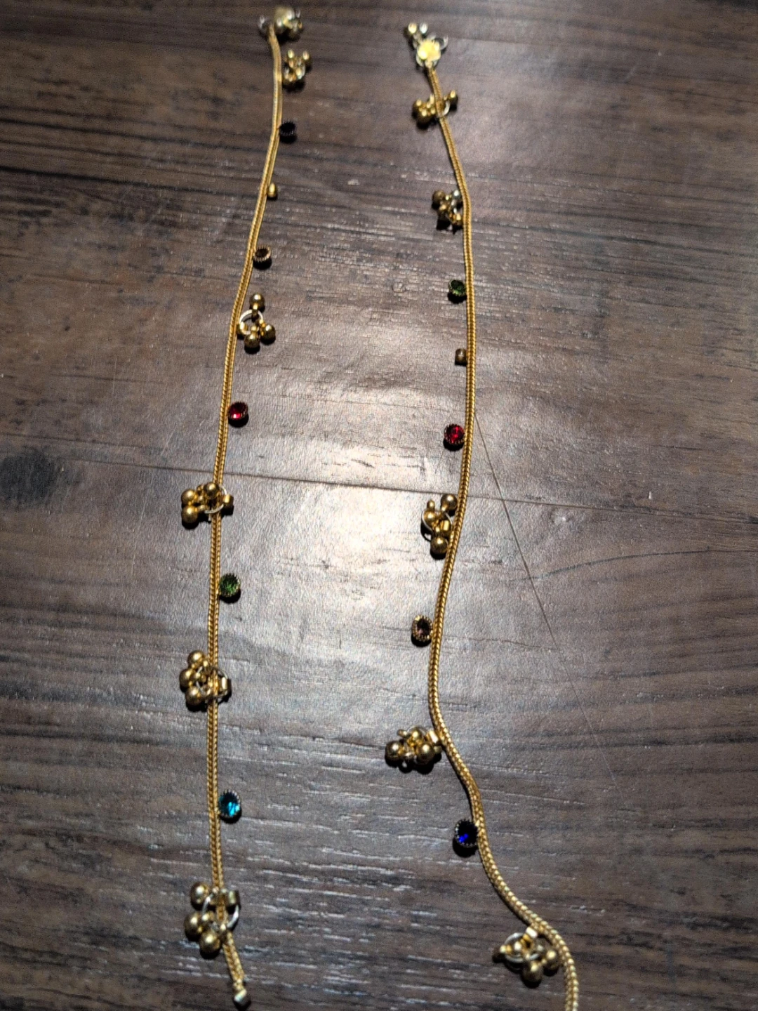 Gold-toned Anklets with Stones and Charms
