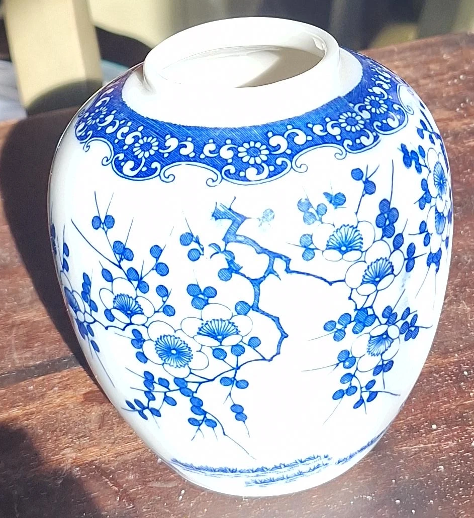 Blue & White Floral Ceramic Vase