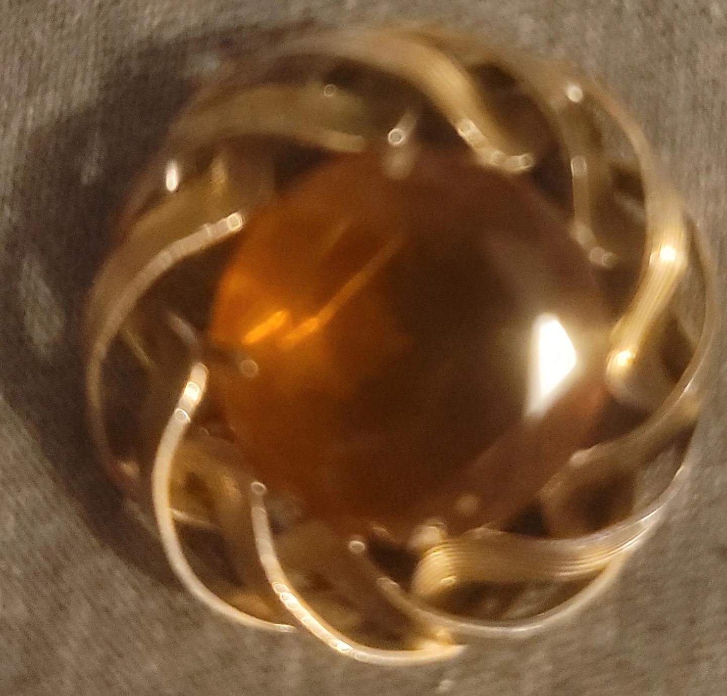 Vintage Gold-Tone Brooch with Amber Stone