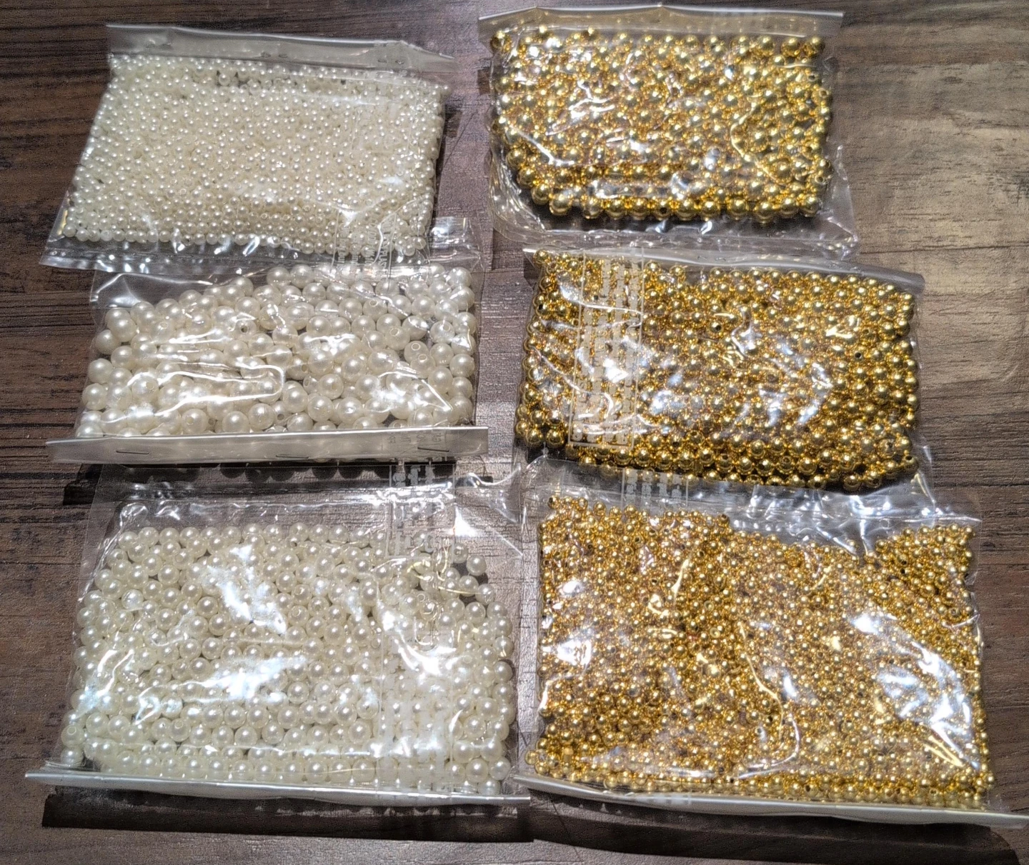 Set of Pearl and Gold Beads for Crafting