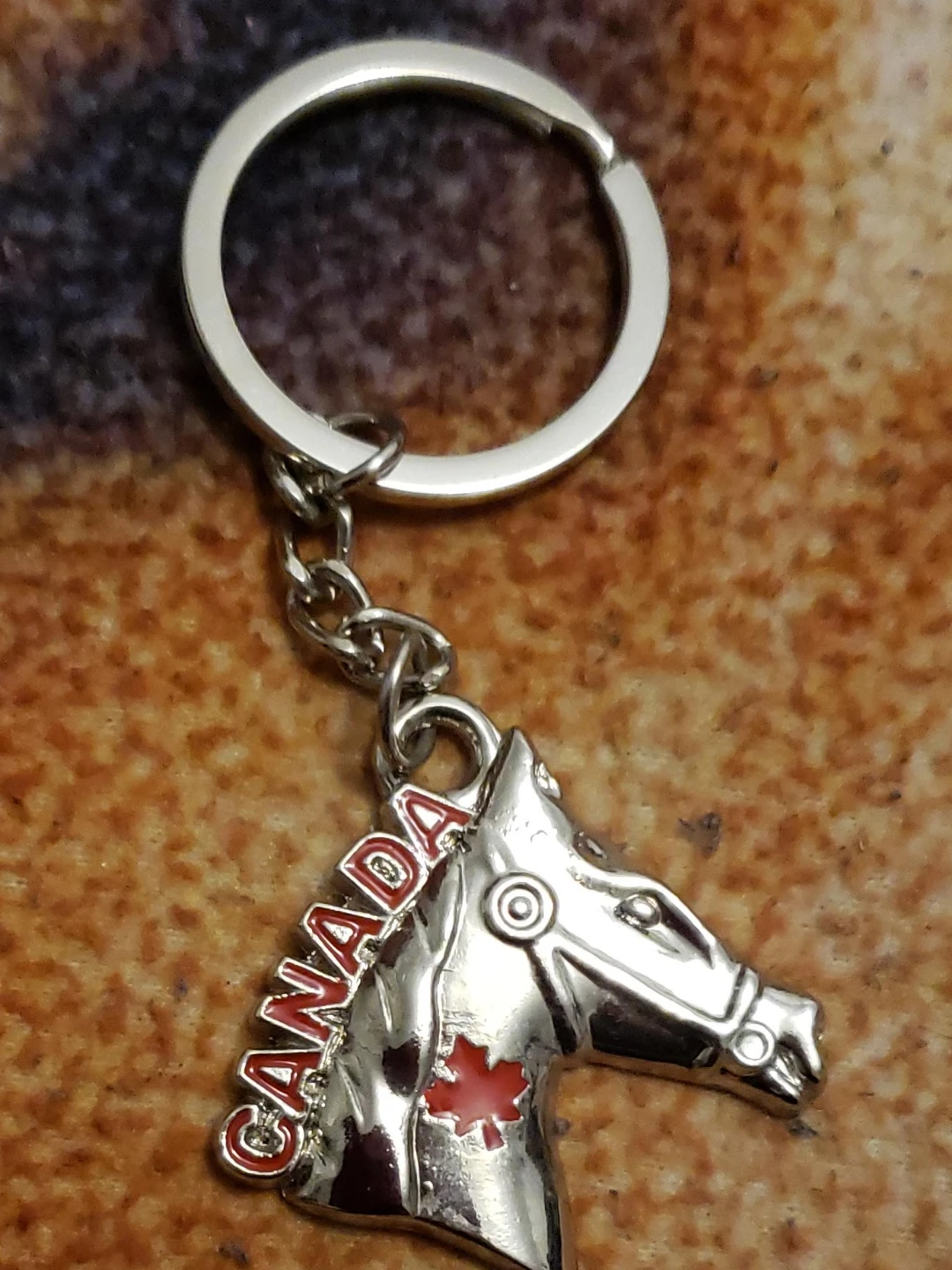 Canada Horse Keychain with Maple Leaf