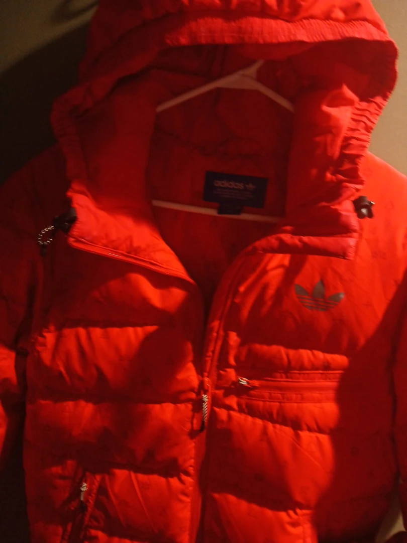 Red Adidas Puffer Jacket with Hood