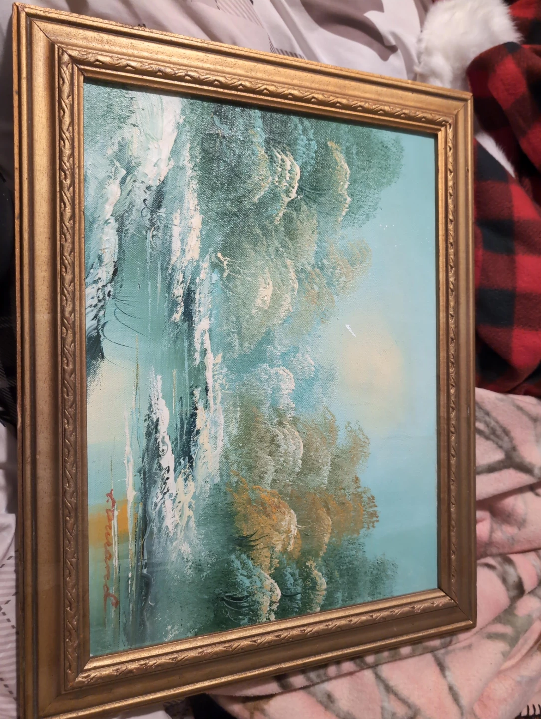 Winter and Autumn fall oil painting