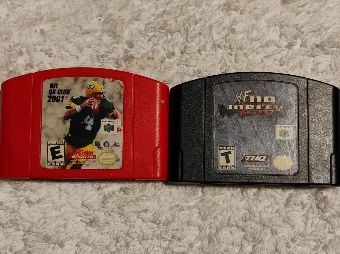 Nintendo 64 N64 Games - WWF No Mercy & NFL QB Club 2001